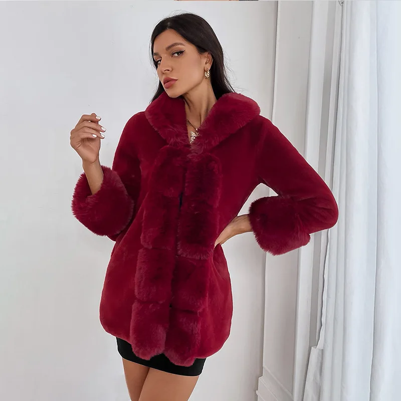 Imitation Fur Jacket European and American Women's Clothing Young and Fashionable Patchwork Artificial Fox Fur Jacket