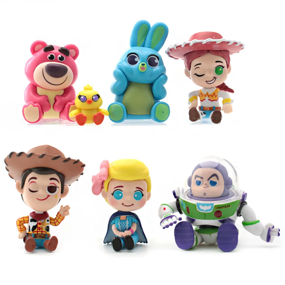 Q Version Toy Story Action Figures Toy Woody Jessie Buzz Lightyear Lotso Ducky Bo Peep Figura Model Doll Figurine Christmas Gift