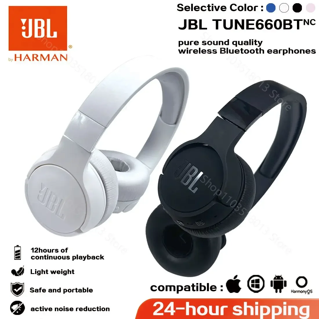 Wireless Bluetooth Earphones JBL Tune 660NC Wireless On-Ear Headphones Noise Cancelling Gaming Sport Headset