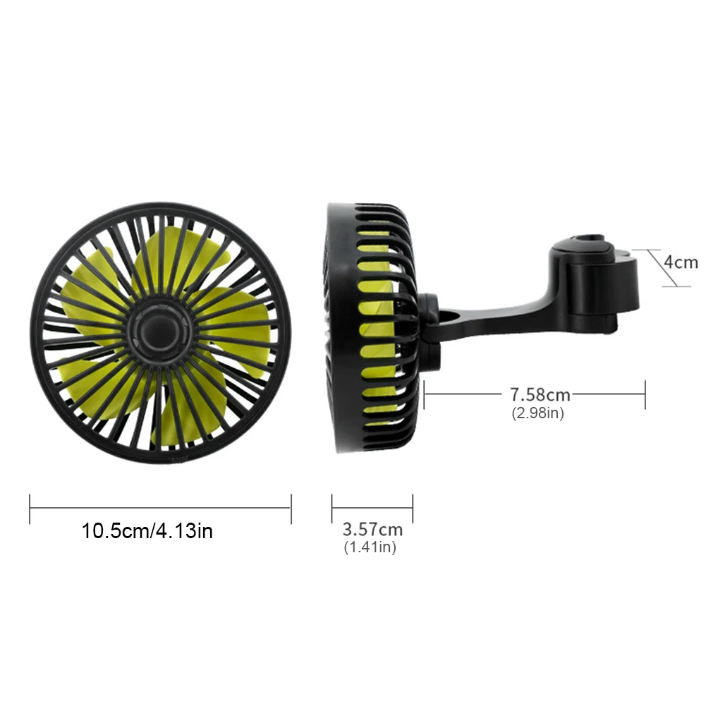 ABS Black USB Car Seat Headrest Fan for Vehicle Rear Cooling