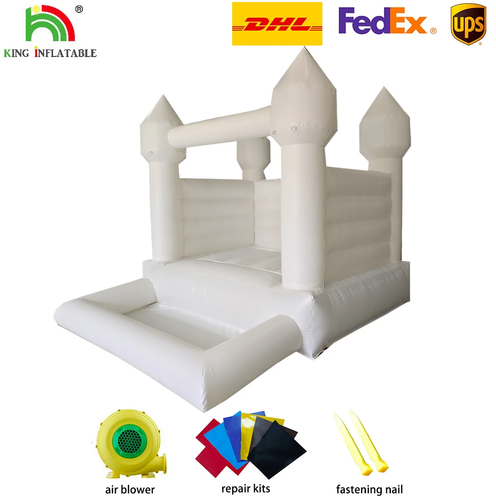10x8ftKidsWhiteBouncyCastleInflatablePVCMoonBounceHouseBlower