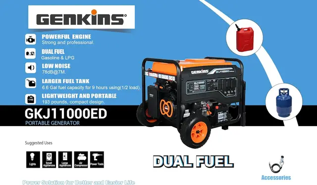 Bestseller11000 Watt Dual Fuel Portable Generator Home Back Up, Emergercy, RV & Camping Electric Start Gas or Propane 4