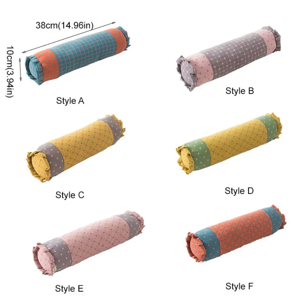 Cylindrical Pillowcase Cotton Double-layer Cervical Pillow Cover Zipper Candy Shapes Buckwheat Pillow Cover Dormitory