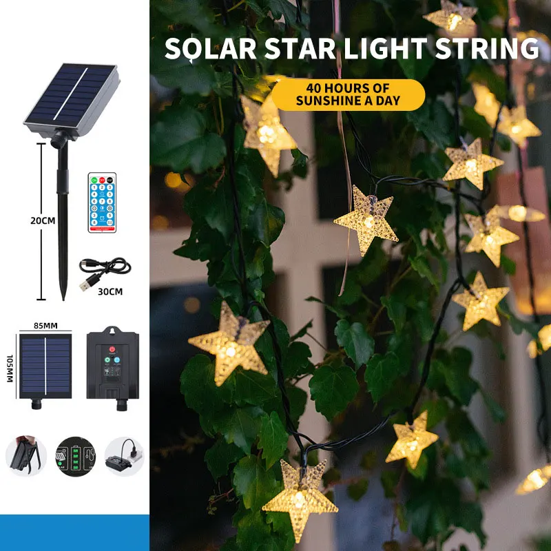 Solar Star String Lights Outdoor Waterproof 8 Modes Twinkle Fairy Lights for Patio Garden Yard Decor 36ft 56ft 100LED