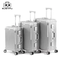 SUSHIMU Suitcase Travel Suitcase Men 20 24 26 Carry-On Luggage Women PC Aluminum Frame Trolley Case TSA password lock