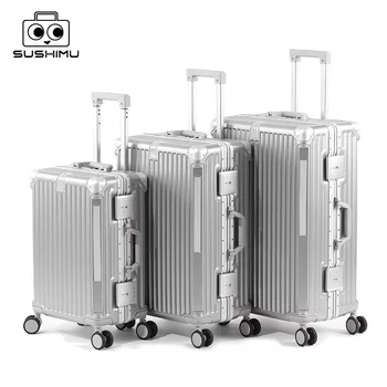 SUSHIMU valigia da viaggio valigia da uomo 20 24 26 bagaglio a mano donna PC telaio in alluminio Trolley Case TSA password lock