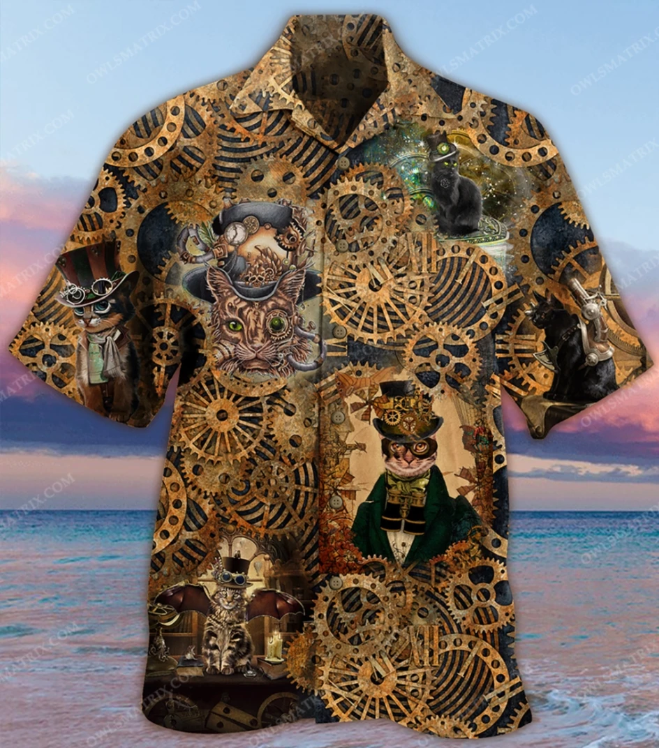 Hawaii Summer Shirt For Men's Tropical Dog Cat Pets Personalized Floral 3D Printed Casual Harajuku Beach Plus Size Clothing 5XL
