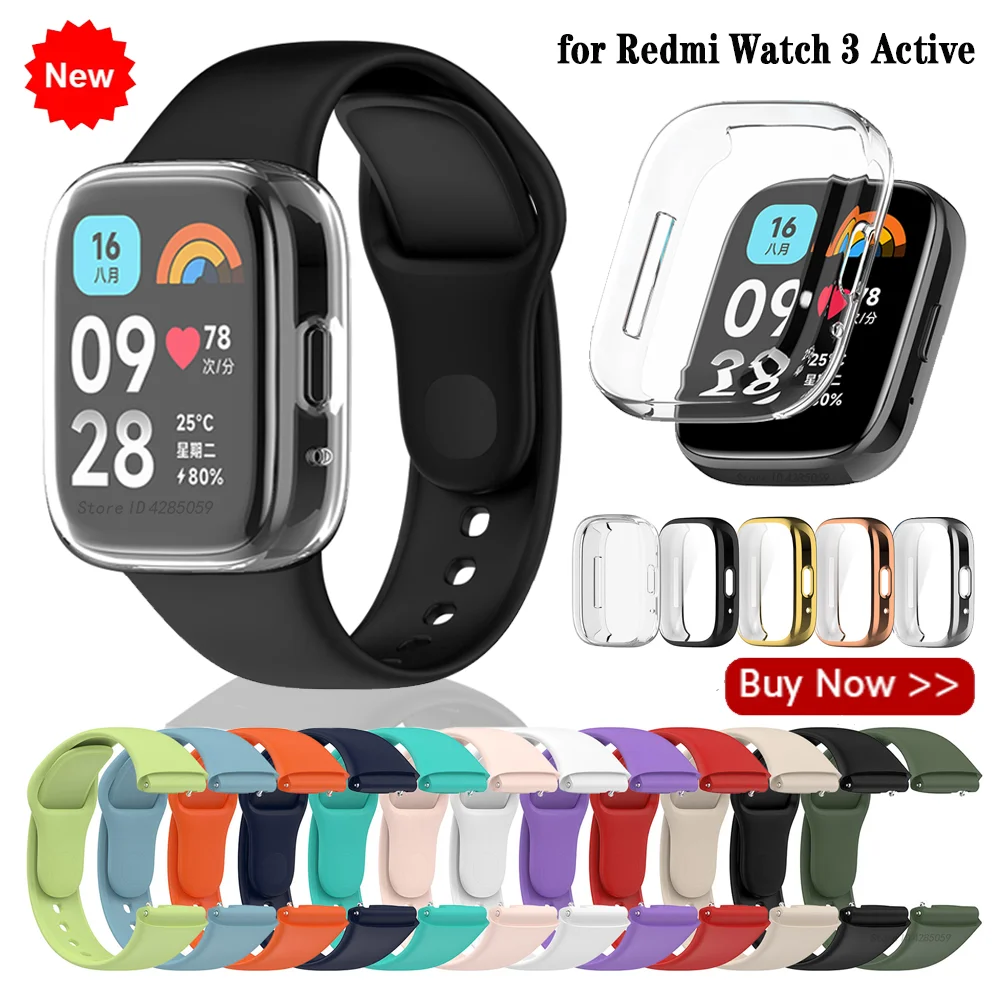 NEW Silicone WatchBand Strap for Xiaomi Redmi Watch 3 Active SmartWatch Watch Strap Bracelet Redmi Watch 3 Protective Case Cover