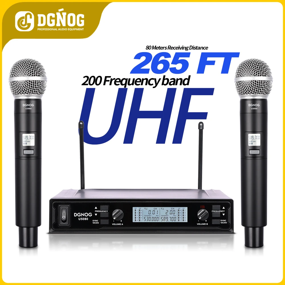 Channel handheld dual wireless microphone system UHF 2 professional microphone，Suitable for home karaoke |