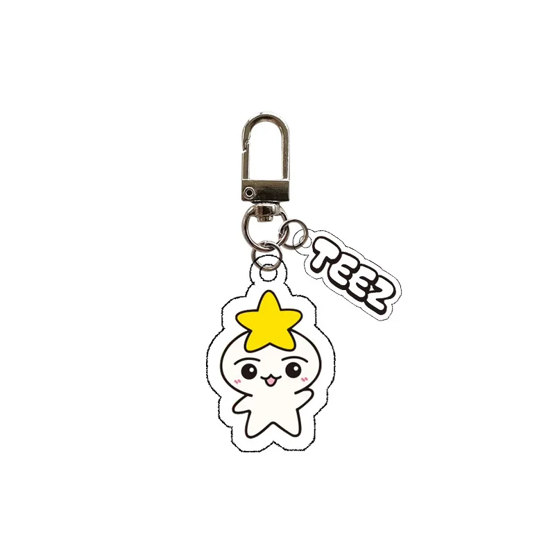 Kpop ATEEZ Acrylic Cartoon Keychains HD Photo Key Ring Holder SAN YUNHO Fans Collection Gift Car Bag Keychain Charm Accessories