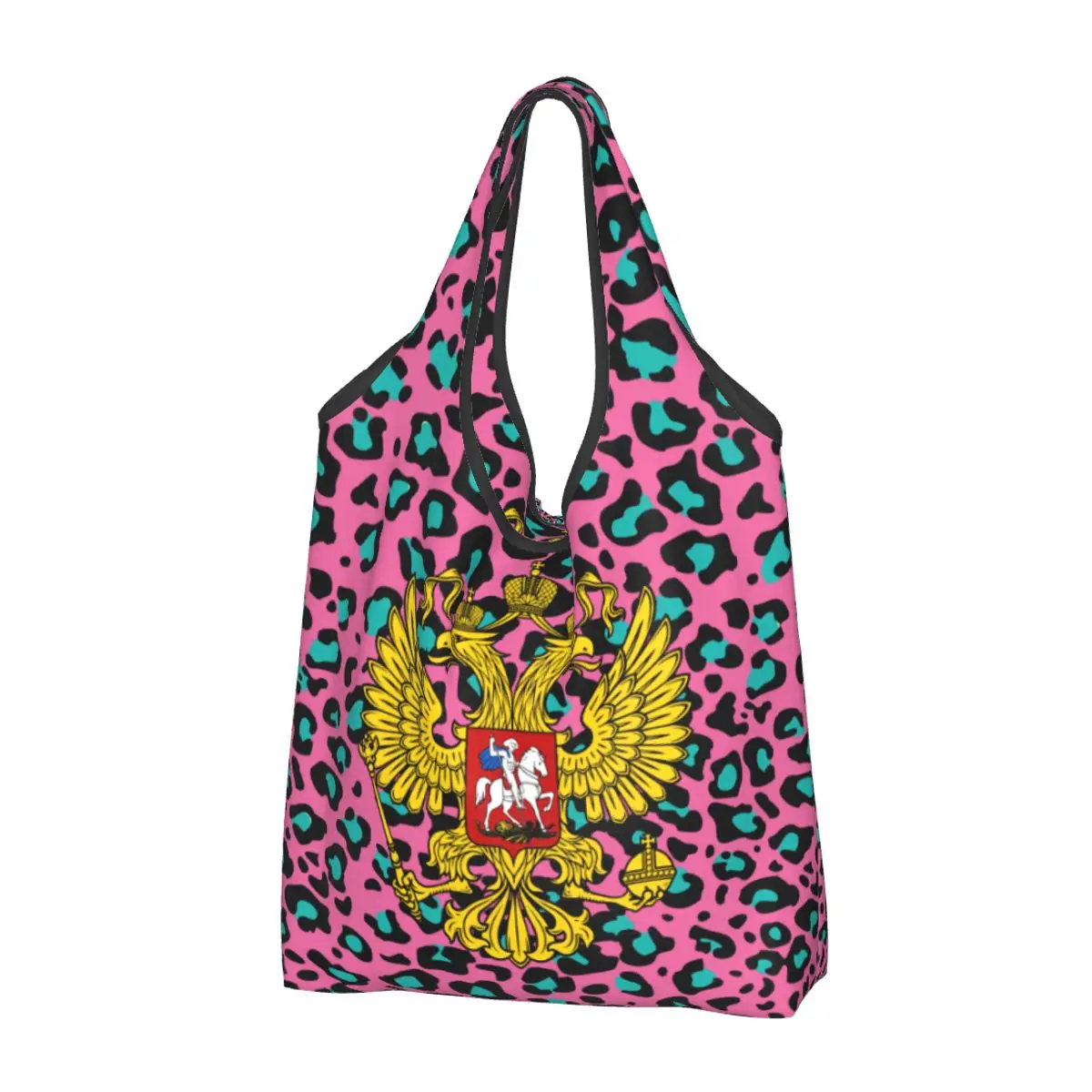 

Coat Of Arms Of Russia Groceries Shopping Bags Kawaii Shopper Shoulder Tote Bag Large Capacity Portable Russian Empire Handbag