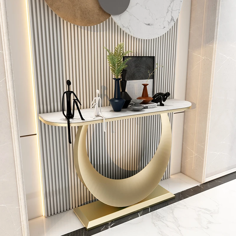 

Light Luxury Stone Plate Console Tables Doorway Modern Minimalistic Living Room Decoration Ultra Narrow Console Entrance Cabinet
