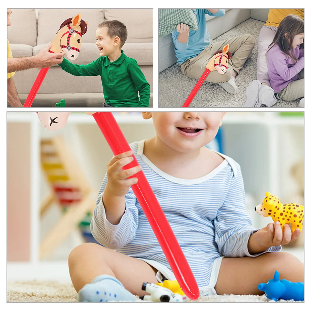 Qiuruoo 2 Stück Steckenpferde Aufblasbar - 95cm Pferd Thema Spielzeug | Kinder Geburtstag