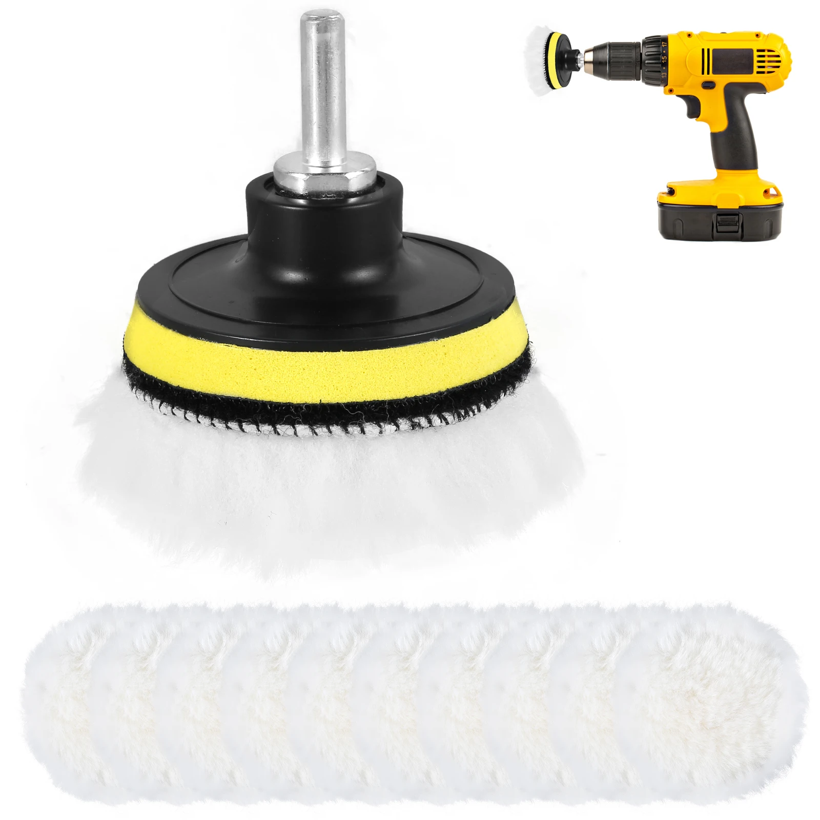 

10Pcs Wool Polishing Buffing Pads 3inch Reusable Polishing Wheel Disc Washable Car Detail Polishing Waxing Pad Drill Buffer Pad