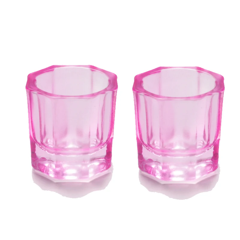 2件 nail acrylic liquid Dappen Dish Cups for Nail Art Pinkish/Blue Glass Monomer Liquid Bowl