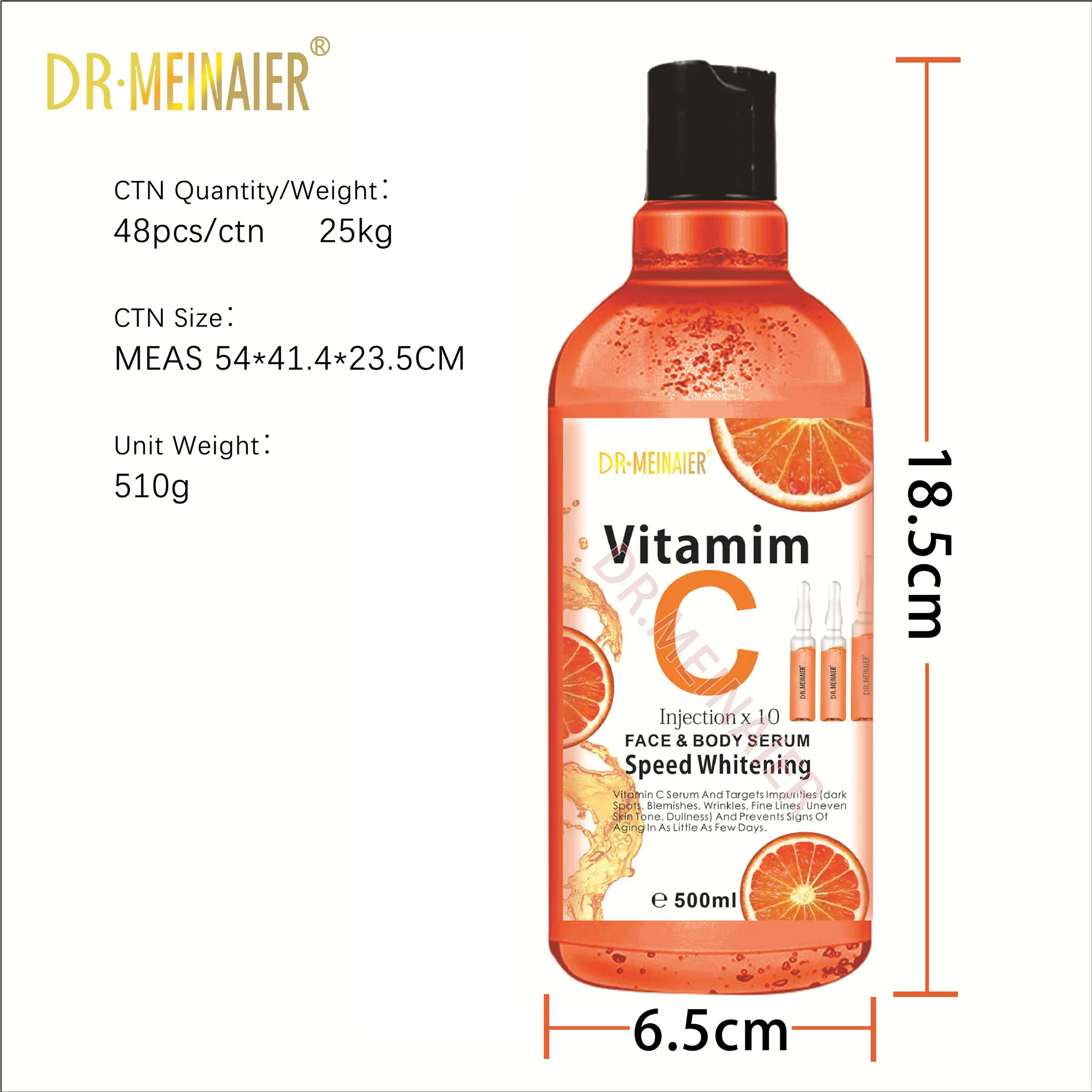 500ml Hyaluronic Acid,Nicotinamide Vitamin C AHA  Face Serum Spots Eraser Corrector Glow Moisturizing Lightening Body Serum 5