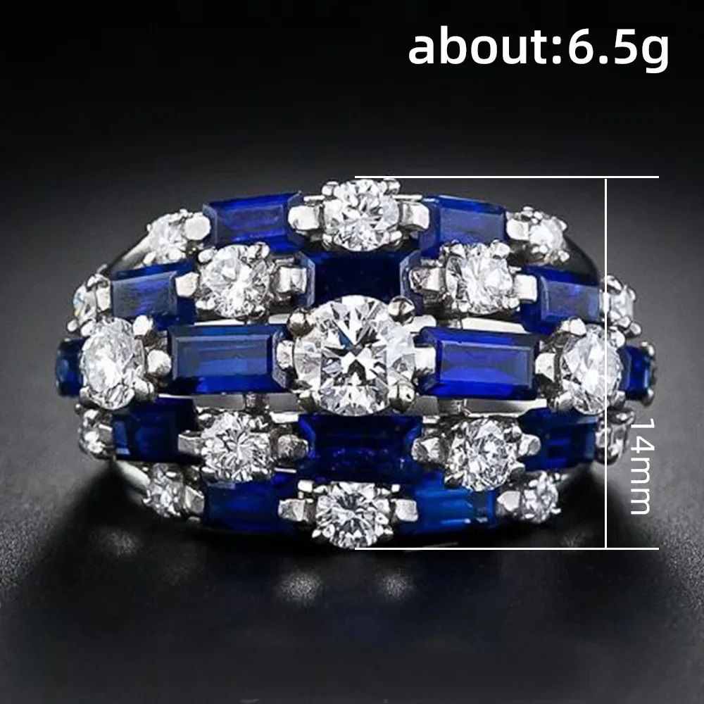 

Luxury Blue White Baguette AAA High Quality CZ Diamond Engagement Rings High Jewelry for Men and Women Free Shipping
