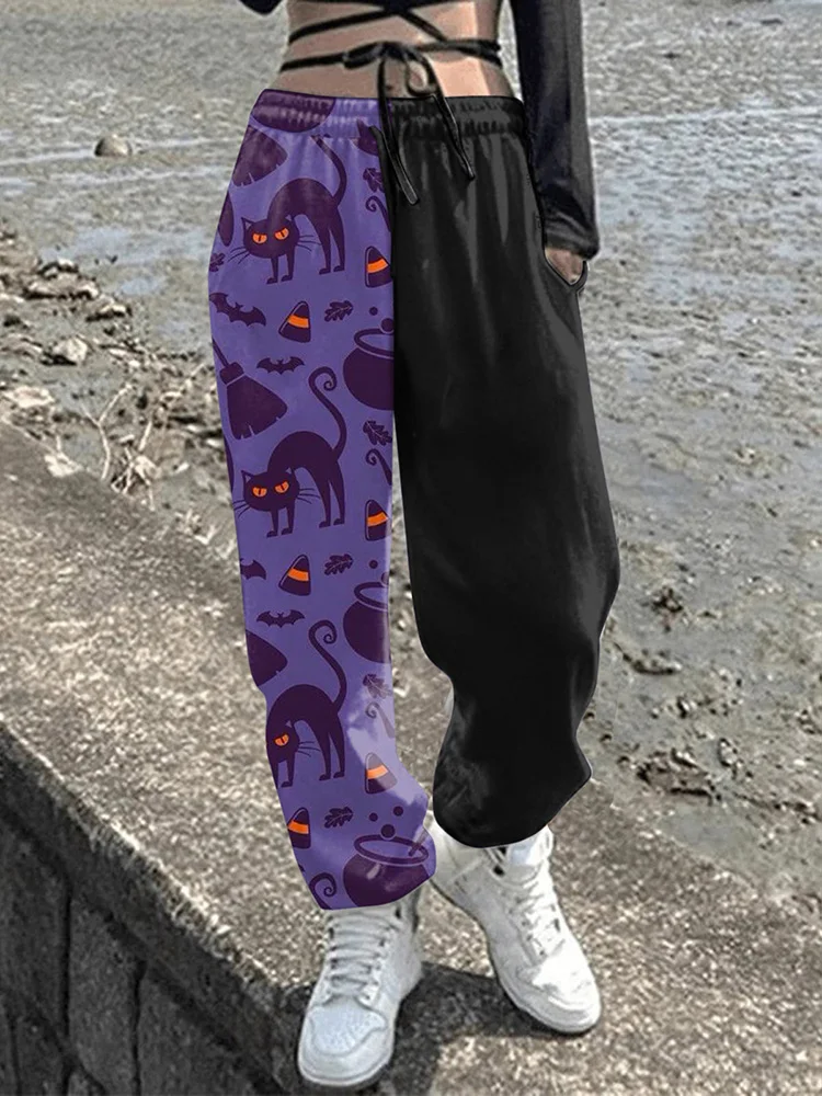 

2022 Halloween Women Casual Trousers Loose Fashion 3D Print Elastic Waist Sportswear Femme Autumn Winter Simple Pants Streetwear