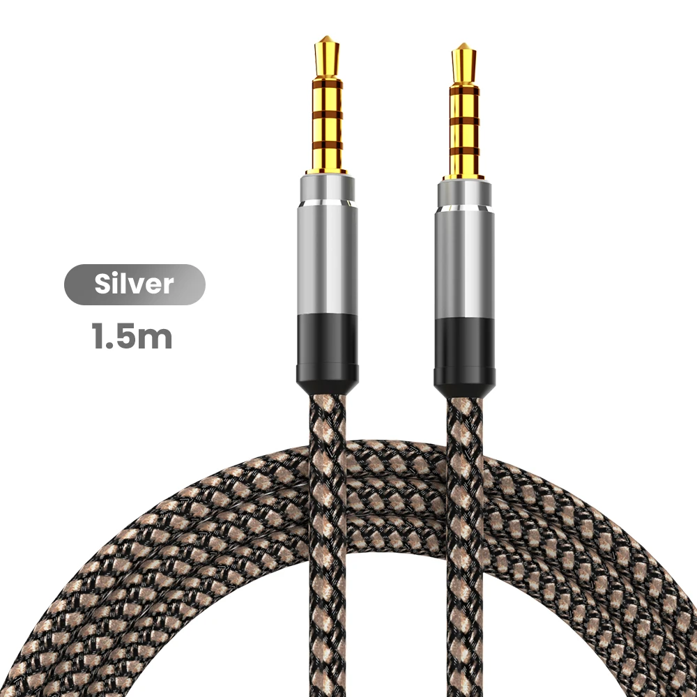 Premium 1.5M Nylon Braided 3.5mm Audio Cable - Universal AUX and Headphone Extension