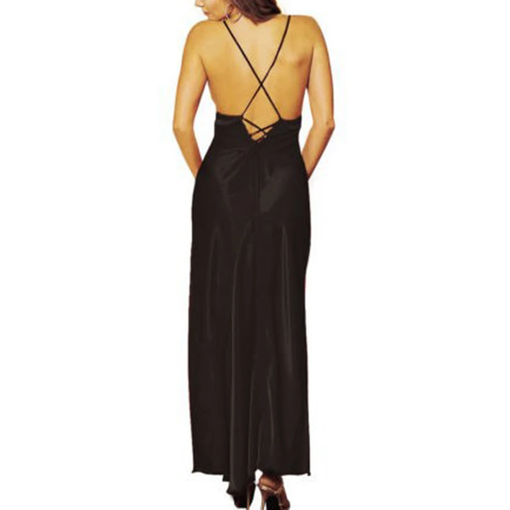 Women Ladies Sexy Satin Soft Nightdress Plus Size Lingerie Sleepwear Dress Long Robe Gown Nightwear V-Neck women lingerie women lingerie set women nightgowns women nightdresses sleeping dress