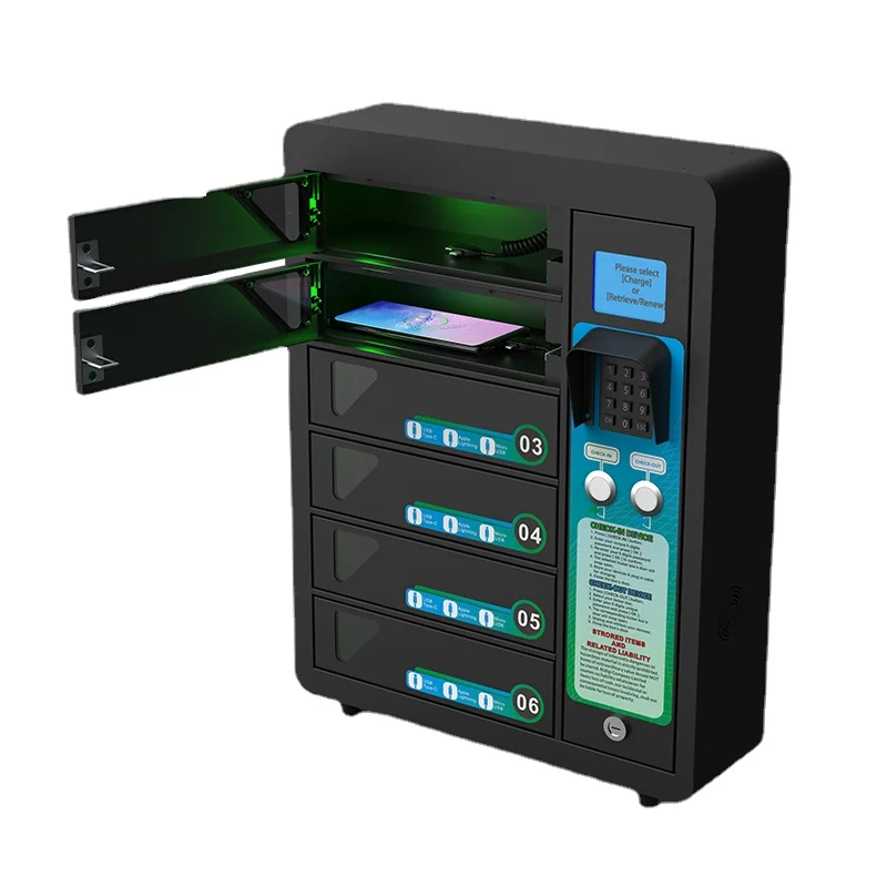 

6 Bay Cell Phone Steel 3 in 1 type c arging Locker Station Charging Kiosk Cellphone Charging LockerCD