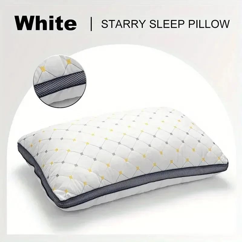 Full Sky Star Embroidered Fiber Pillow Core for Neck Protection, Quick Rebound, Not Easy to Deform, Not Collapsing 6