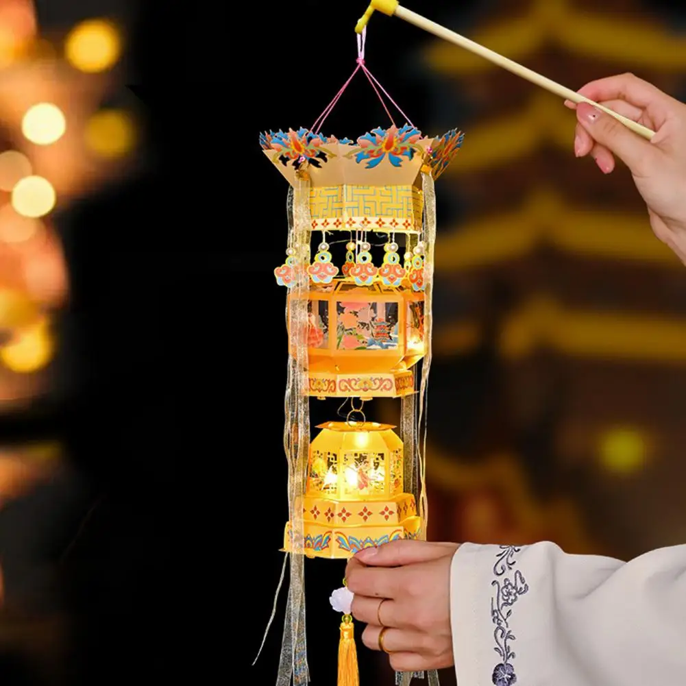 60cm Spring Festival DIY Lantern Kit Chinese Traditional Handheld Lucky Lantern With Tassel Decor Unfinished Material Packages