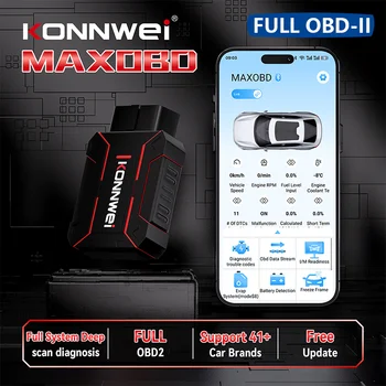 2026 KONNWEI MAXOBD Strumento di diagnosi dei guasti dell'auto I/M Visualizzazione delle informazioni Strumento diagnostico OBD per auto mobile multifunzionale Bluetooth