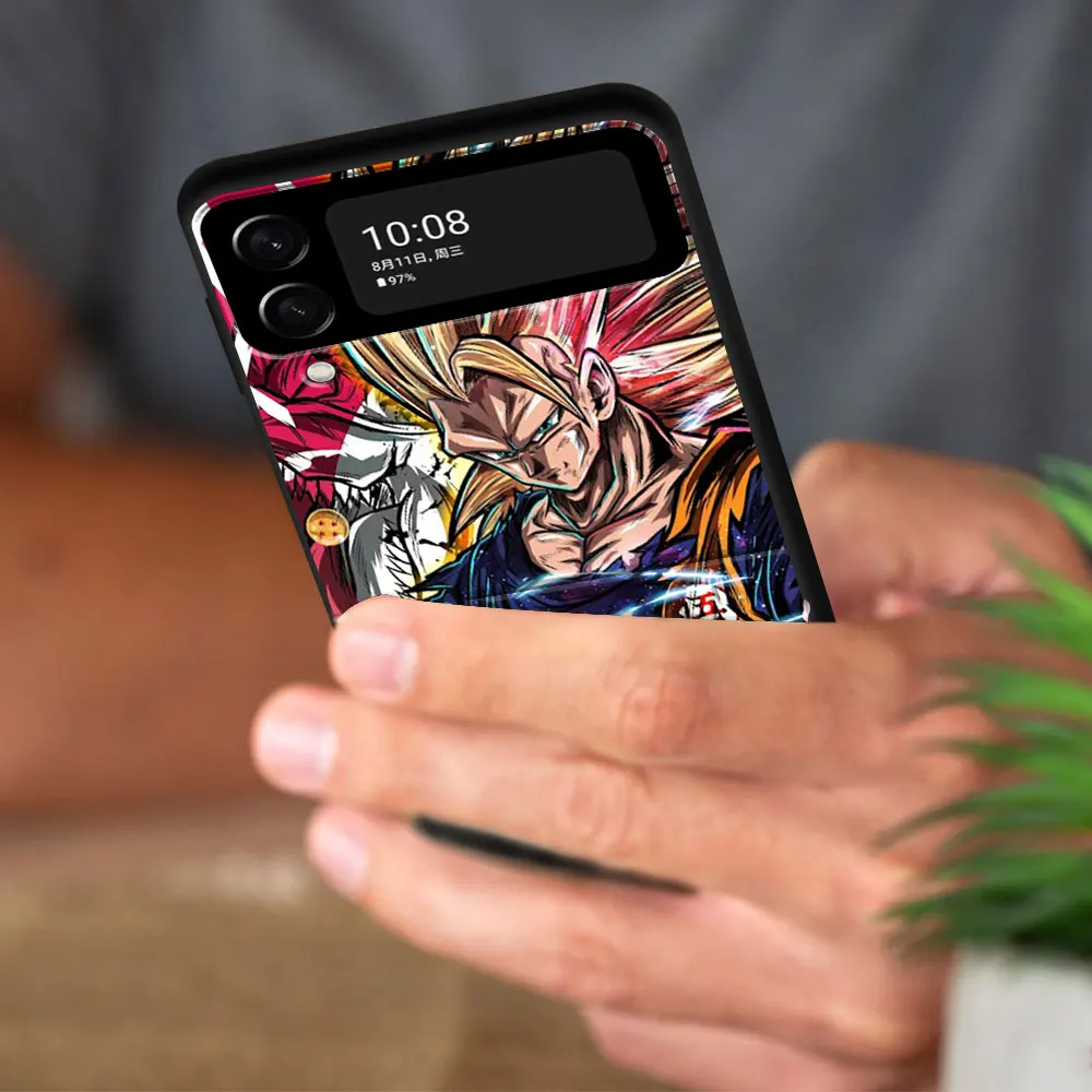 samsung galaxy z flip3 phone case Mobilephone Case Fundas Hard For Samsung Galaxy ZFlip3 Z Flip3 5G Flip ZFlip Art Dragon Ball Son Goku VS Vegeta PC samsung galaxy z flip3 case