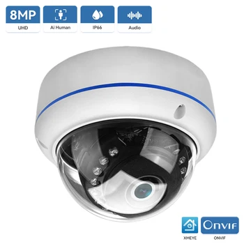Telecamera IP Ultra HD 4K 8MP Antivandalismo Impermeabile da Esterno con Visione Notturna Audio Interno Accesso Remoto Xmeye Cloud H.265