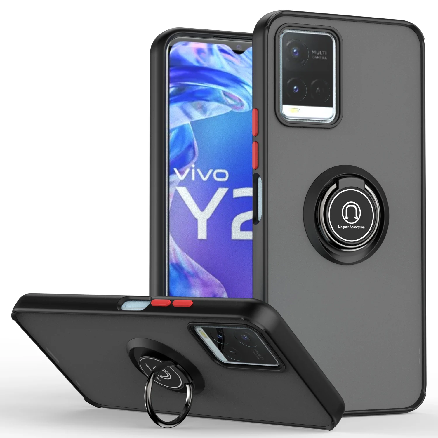 Magnetic Ring Holder Shockproof Matte Case with TPU Bumper