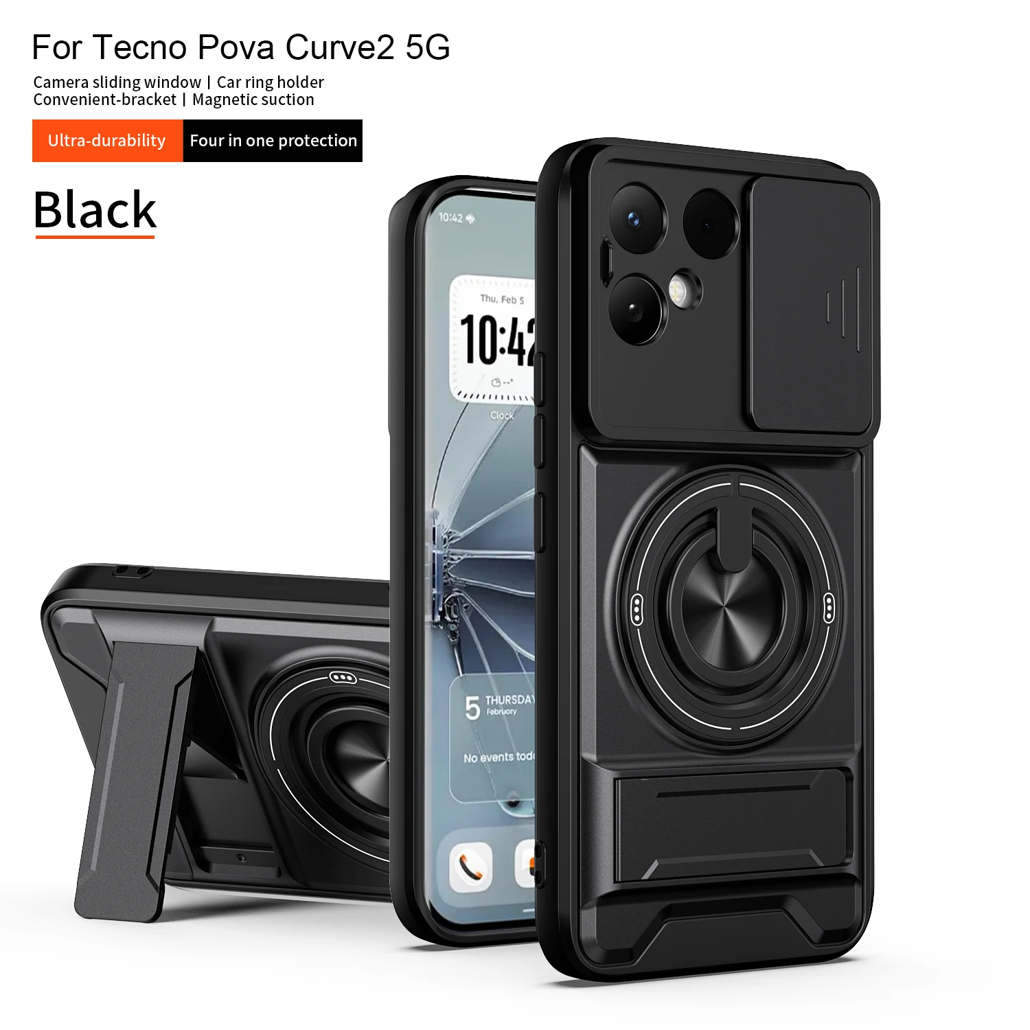 Magnetic Holder Military Armor Phone Case with Camera Protection