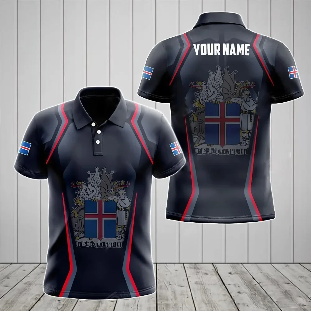 

Iceland Flag & Coat of Arms Customized Polo Shirts Summer Casual Streetwear Men's Fashion Loose Jersey Plus Size Sportswear