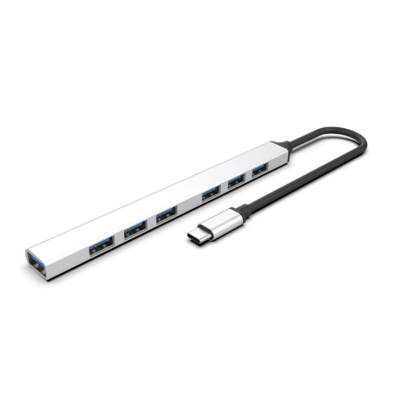 

Aluminum USB TypeC HUB Aluminum Docking Station with 7 USB Ports 7in 1 Adapter Dropship