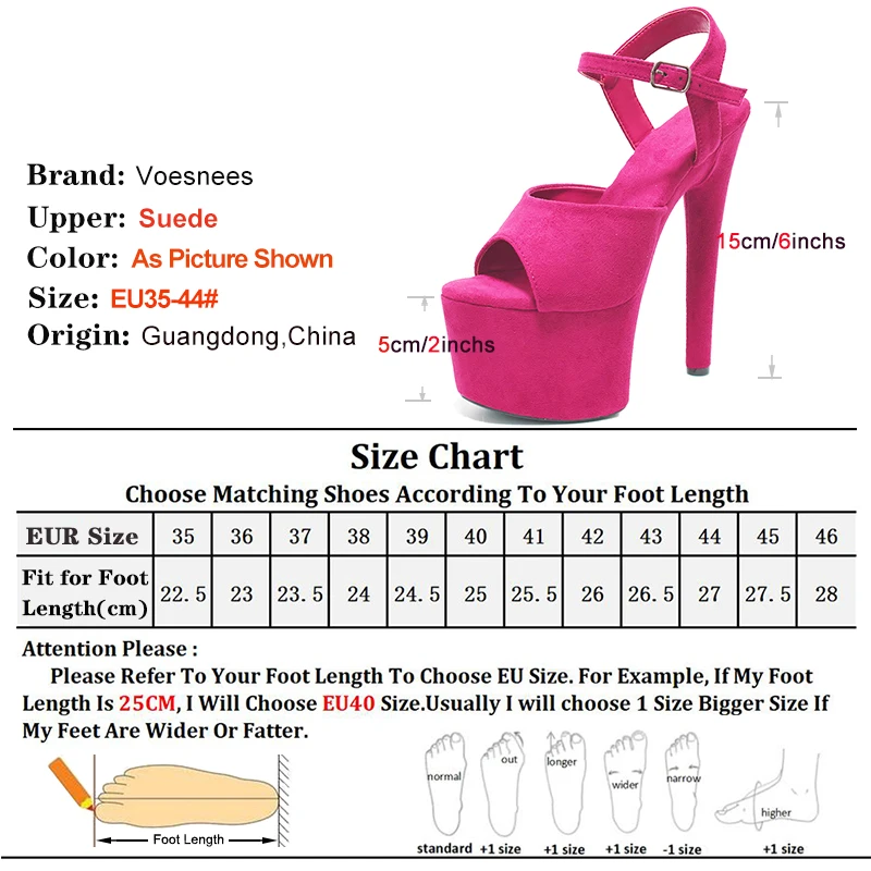 New 15cm/6Inch Pole Dance Sandals Suede Platform High Heels Sexy Summer Sandals Women Shoes Summer Stripers Performance Shoes