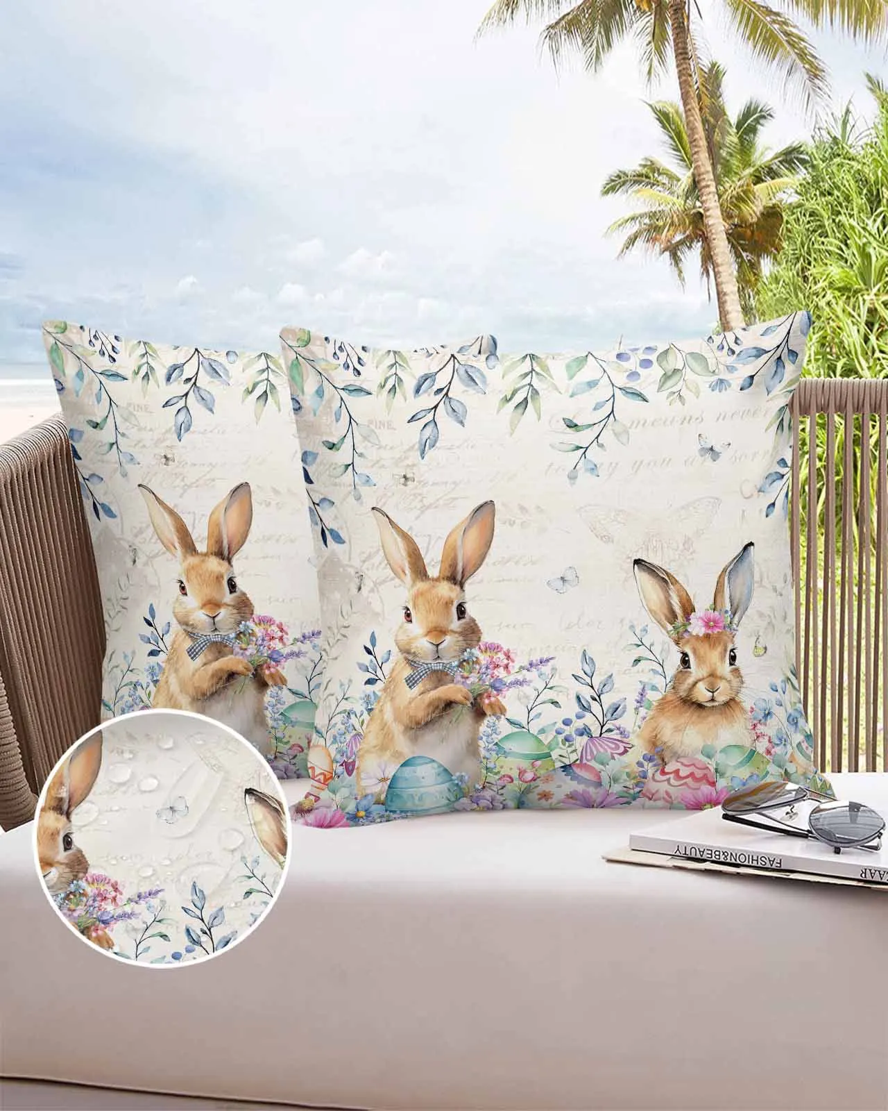 

2/4 Pcs Easter Eggs Bunny Spring Flower Retro Pillowcase Waterproof Bedroom Living Room Sofa Cushion Cover Holiday Pillowcase