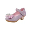 Children's Leather Shoes Spring Autumn Versatile Girls High Heels for Princess Party Fashion Sweet Bowtie Kid Causal Dress Shoes 1