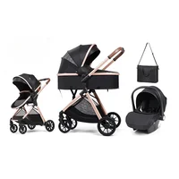 Poussette bébé multifonctionnelle 3 en 1, équipée d'une voiture EC pour s'asseoir et s'allonger, légère et livrée avec un sac maman 2
