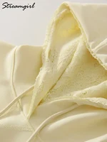 Streamgirl Brown Hoodies With Lace Women Oversize Plain Spring Elegant Butter Yellow Hooded Sweatshirts For Women Oversized - Image 4