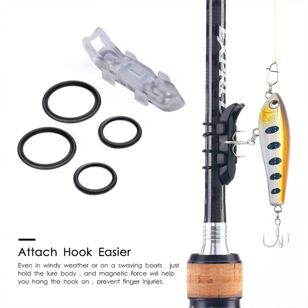 Magnetic Fishing Lure Bait Holder with Rubber Rings Lures Hook Keeper Holder Prevent Scratching Accessories for Outdoor Fishing