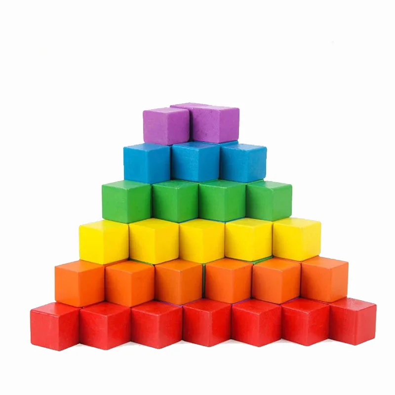 

2*2*2cm Rainbow Color Cube Building Blocks Wooden Toys For Kids Preschool Teaching Intelligence Toys For Children Birthday Gift