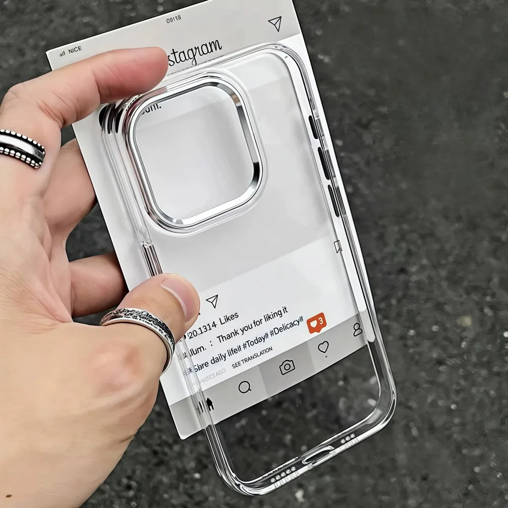 Luxury Transparent Fashion Phone Case - Clear Silicone Bumper with Black Trim