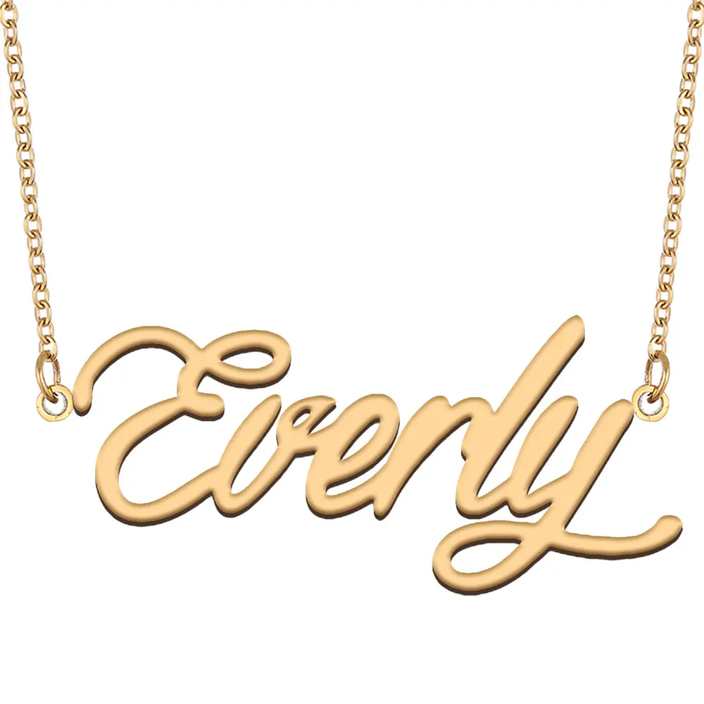 

Everly Name Necklace for Women Stainless Steel Jewelry Gold Color Nameplate Pendant Collares Para Mujer Letters Choker