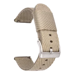 Adjustable Nylon Weave Sport Strap Bracelet - 22mm (Khaki01)