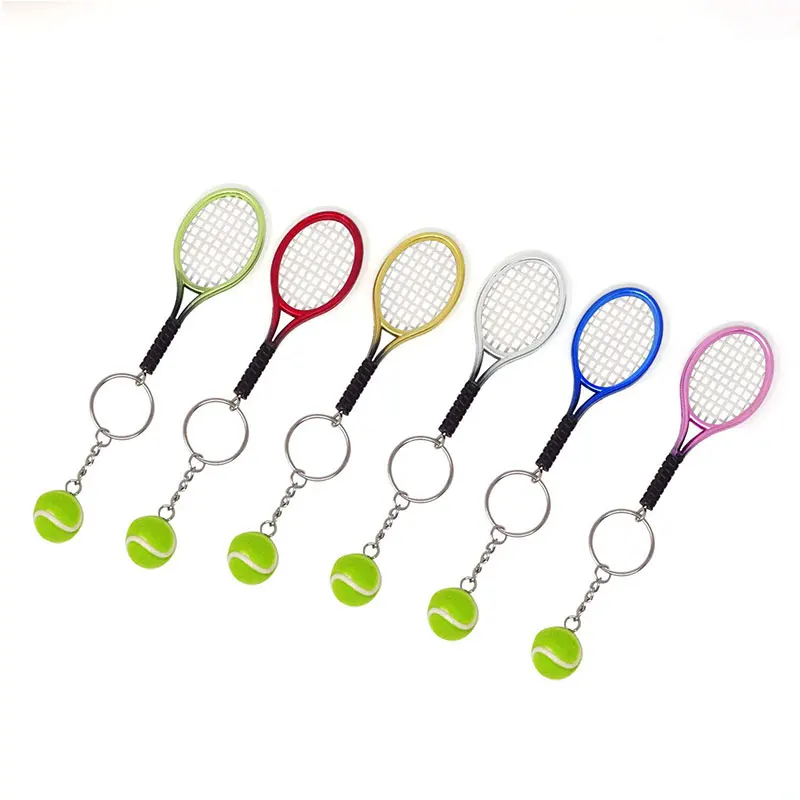 Tennis Racket Keychain Metal Tennis Ball Sports Keychains Metal
