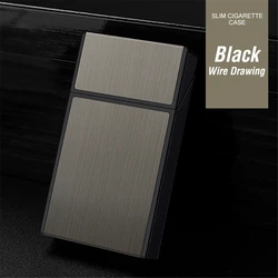 Sleek Ultra Thin Flip Cigarette Case - 20pc Storage Box for 100mm Cigarettes | Elegant Smoking Accessory for Men (Black)
