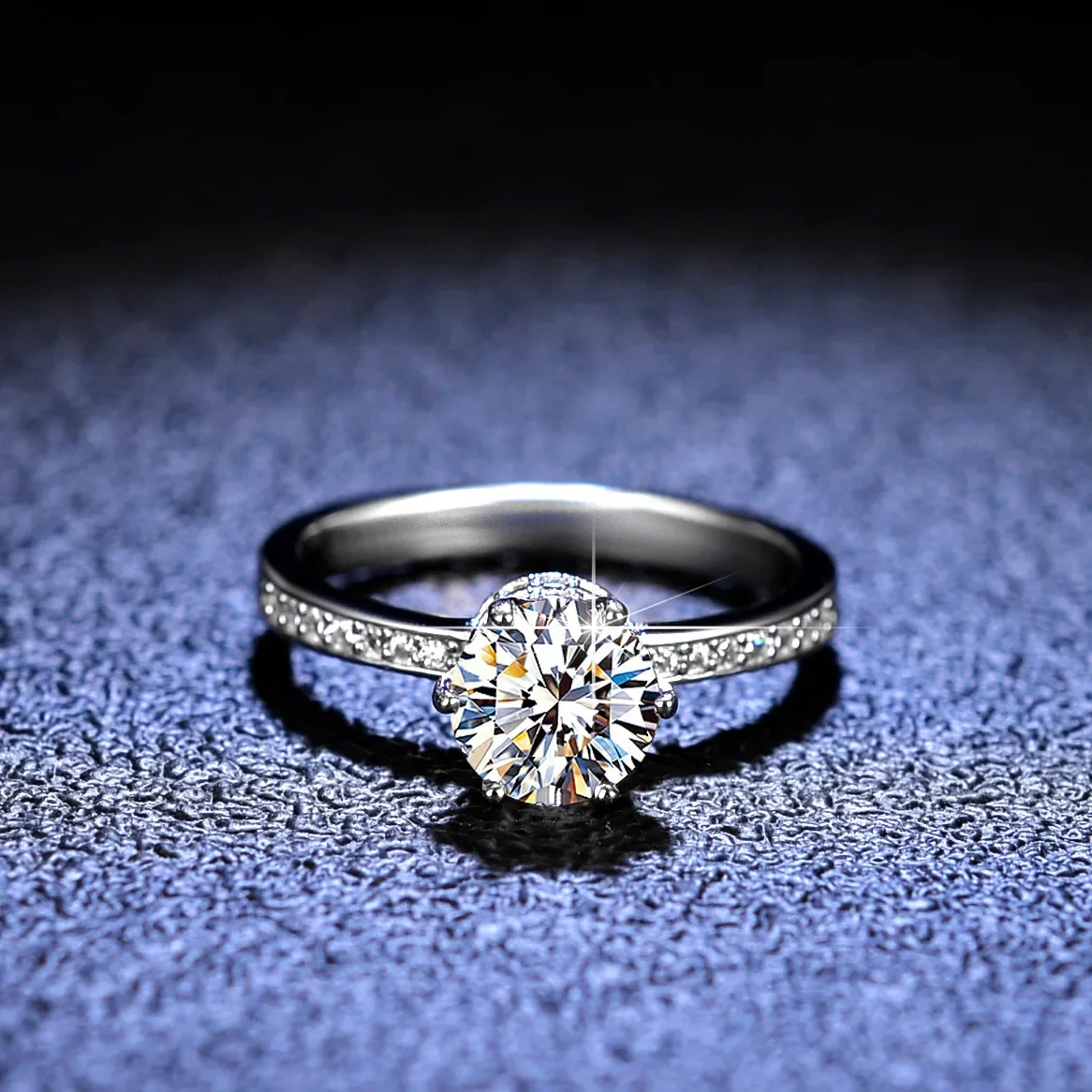 1 Carat D Color VVS1 Moissanite Rings for Women Luxury Eternal 18K White Gold Rings Sparking Diamond Band Luxury Jewelry GRA