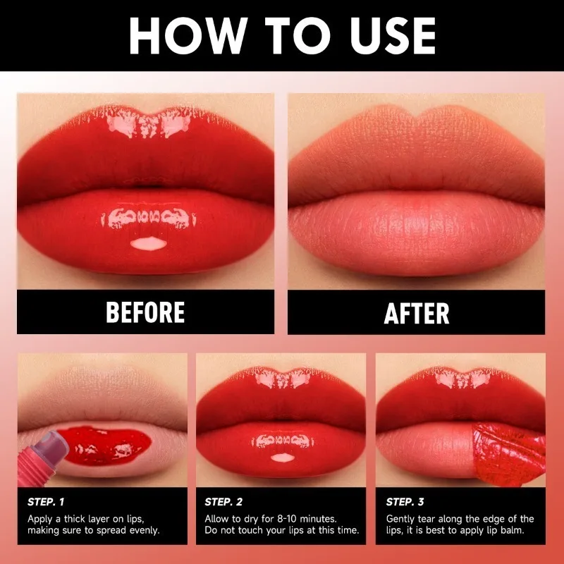 Tearable Tube Lip Gloss Lipstick Sexy Red Lip Gloss Non-stick Cup Multi-color Lipstick Makeup Lip Cosmetics 5