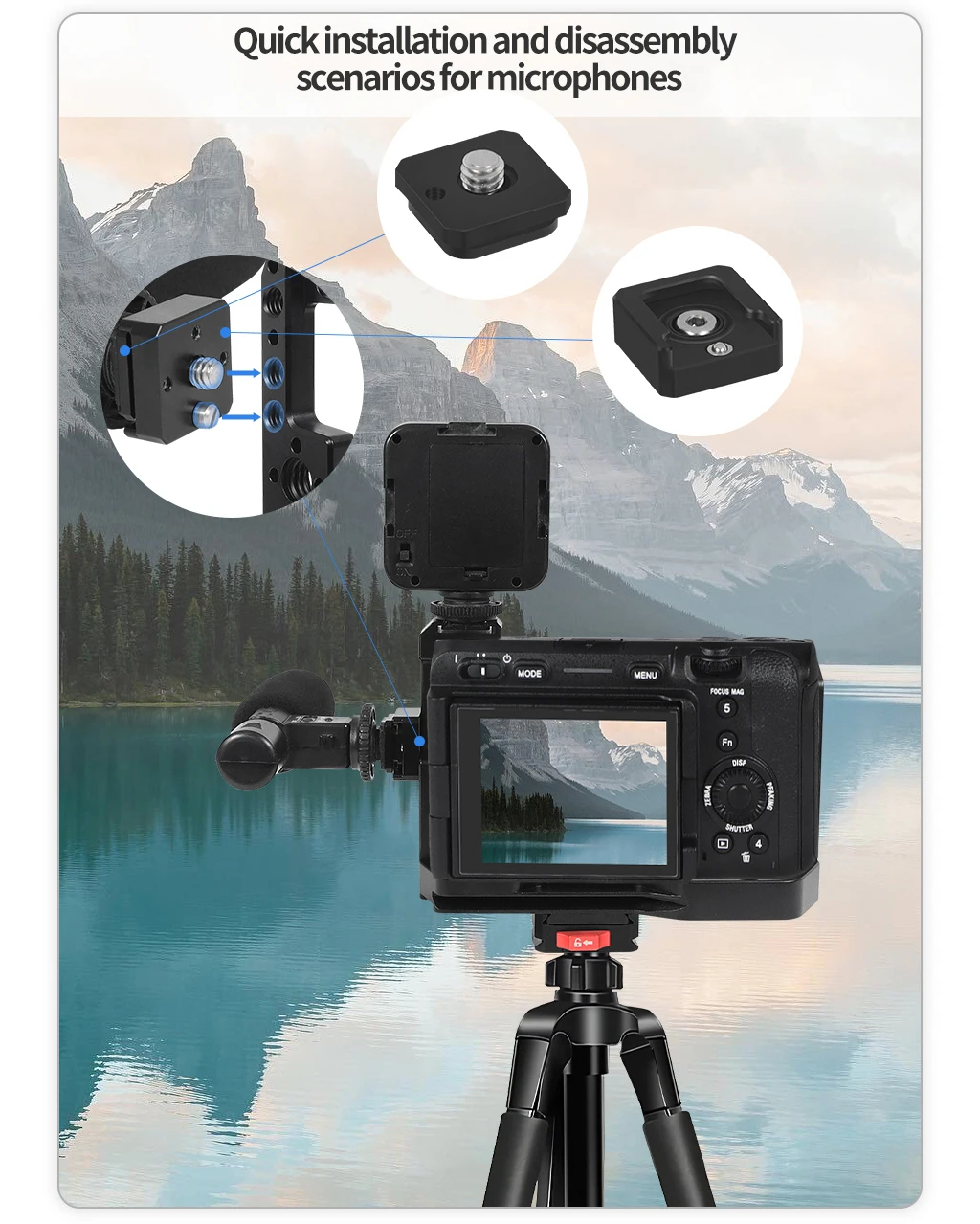 Quick Release Cold Shoe Mount 1/4 Screw for GoPro Hero 13 Insta360 Action Camera