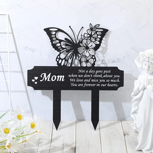 Fekete Sírkő Vas Szimpátia Sír Dekorációk Szabadban A Hátsó Udvar Pillangó Kerti Plakk Markerek Emléktáblák Gyep - Image 6